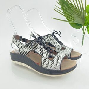 Bionica Cosmic Sandals Women's Size 8.5 Mesh Black White Lace Up Platform Shoes